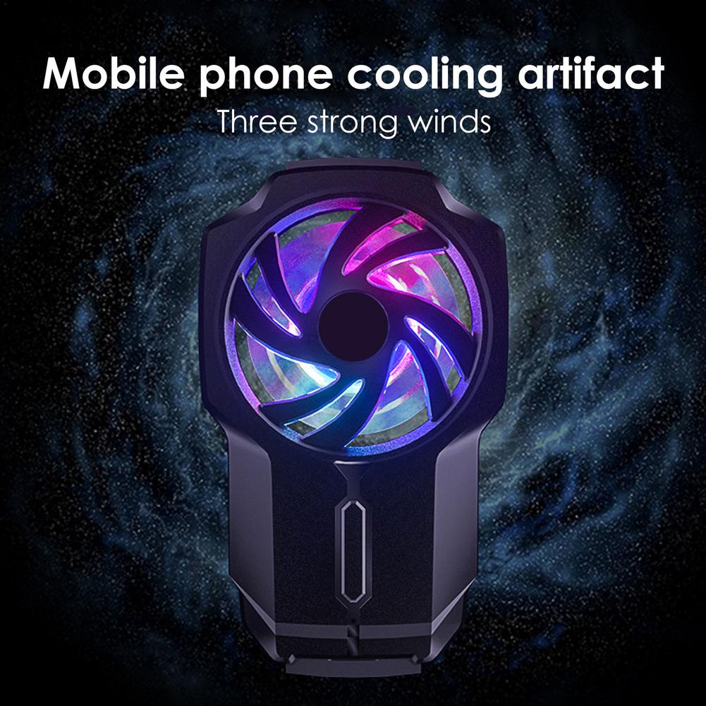 Black Portable Cell Phone Cooler Radiator With 700mAh Battery One Fan Phone Cooler